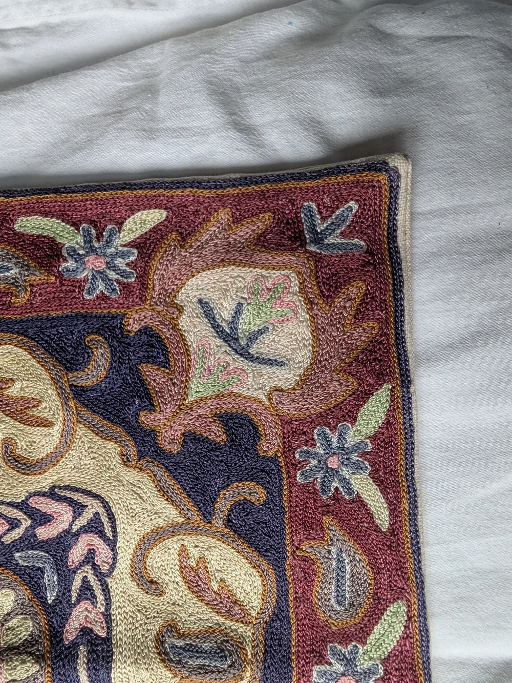 Floral Medallion Embroidered Square Pillow Cover